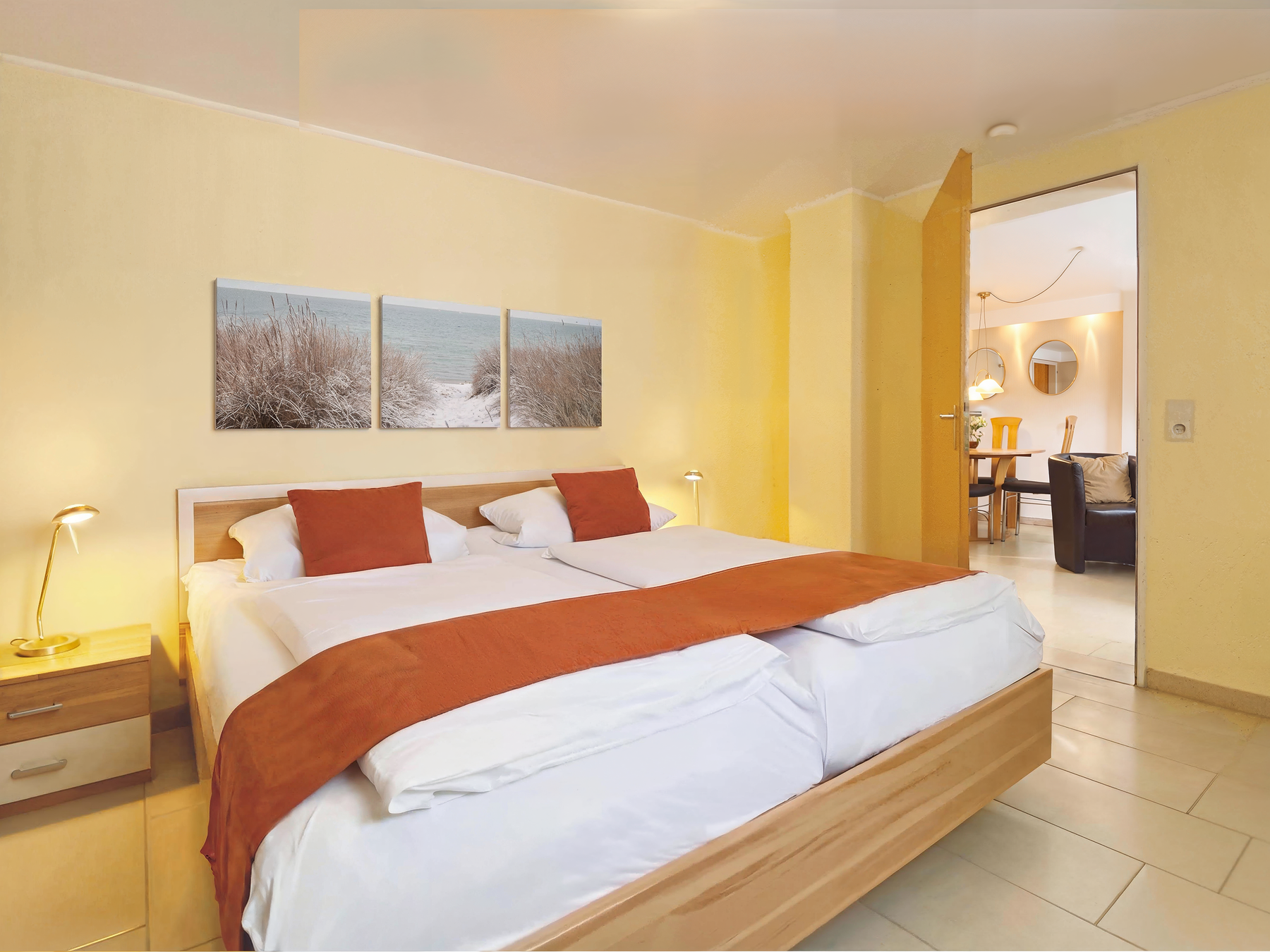 Schlafzimmer im Apartment Bootsdeck